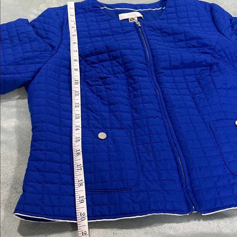 Chico's Vibrant Blue Quilted Puffer Jacket size 1 medium